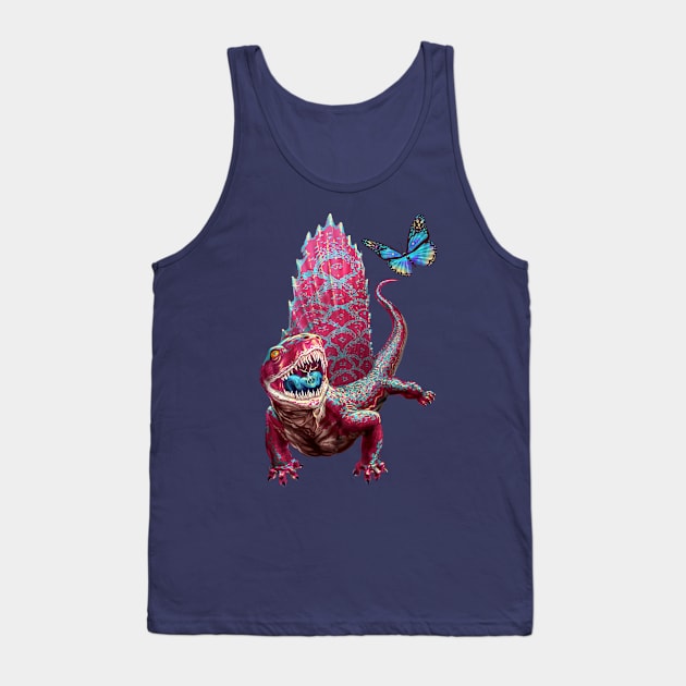 Dimetrodon with Butterfly Tank Top by AyotaIllustration